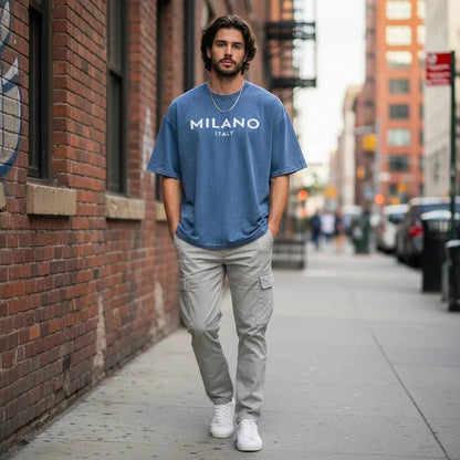 SkullFuryMerch Milano Italy Vintage Oversized Cotton Tee - SKULLFURY MERCH