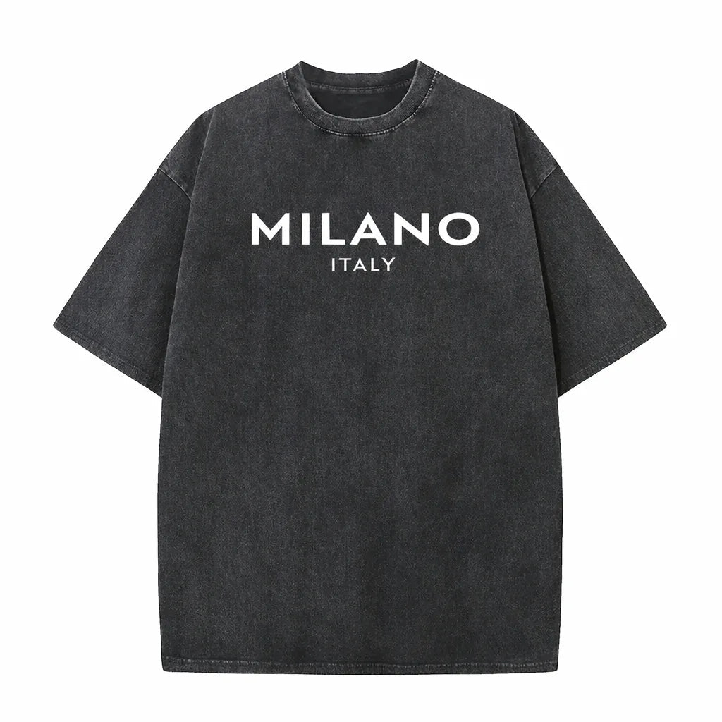 SkullFuryMerch Milano Italy Vintage Oversized Cotton Tee - SKULLFURY MERCH