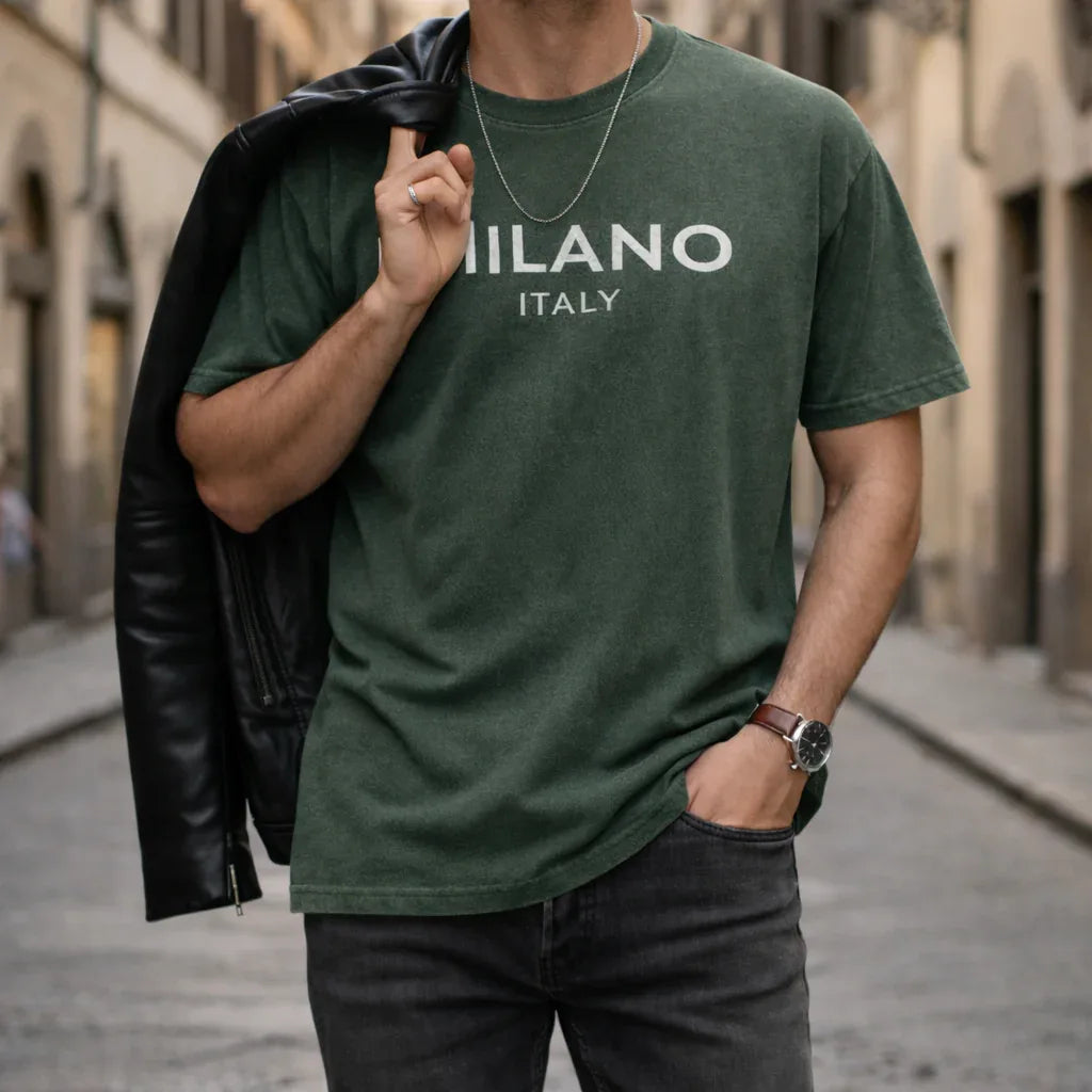 SkullFuryMerch Milano Italy Vintage Oversized Cotton Tee - SKULLFURY MERCH