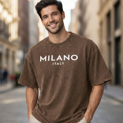 SkullFuryMerch Milano Italy Vintage Oversized Cotton Tee - SKULLFURY MERCH