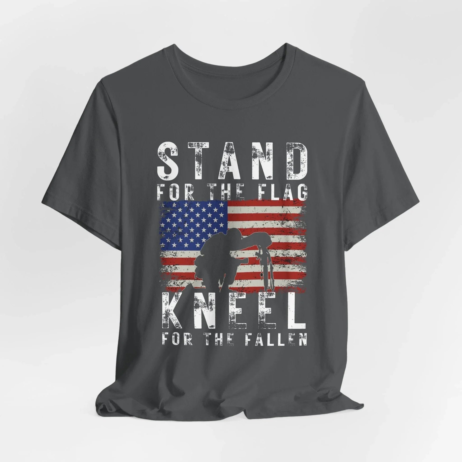 Stand for the Flag Kneel for the fallen Patriotic Unisex T-Shirt, Tee, Memorial Day Shirt, July 4th Gift, Veteran Apparel, Red White Blue - SKULLFURY MERCH