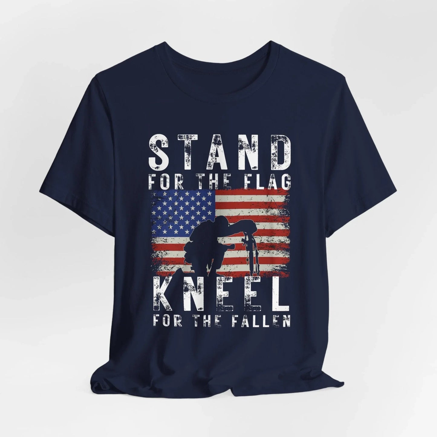 Stand for the Flag Kneel for the fallen Patriotic Unisex T-Shirt, Tee, Memorial Day Shirt, July 4th Gift, Veteran Apparel, Red White Blue - SKULLFURY MERCH