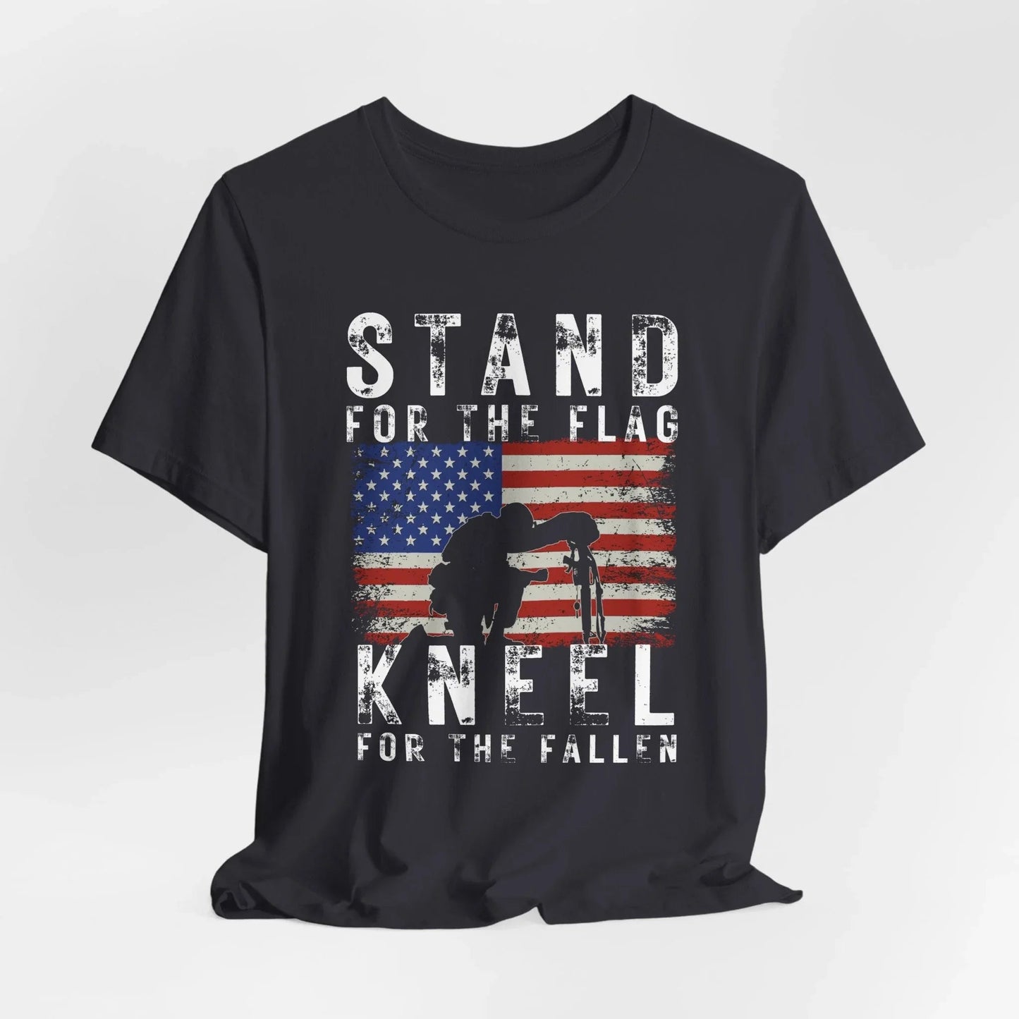 Stand for the Flag Kneel for the fallen Patriotic Unisex T-Shirt, Tee, Memorial Day Shirt, July 4th Gift, Veteran Apparel, Red White Blue - SKULLFURY MERCH