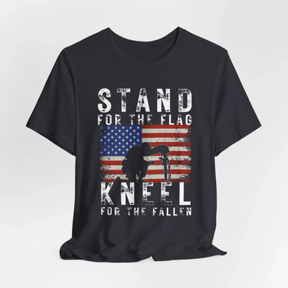 Stand for the Flag Kneel for the fallen Patriotic Unisex T-Shirt, Tee, Memorial Day Shirt, July 4th Gift, Veteran Apparel, Red White Blue - SKULLFURY MERCH