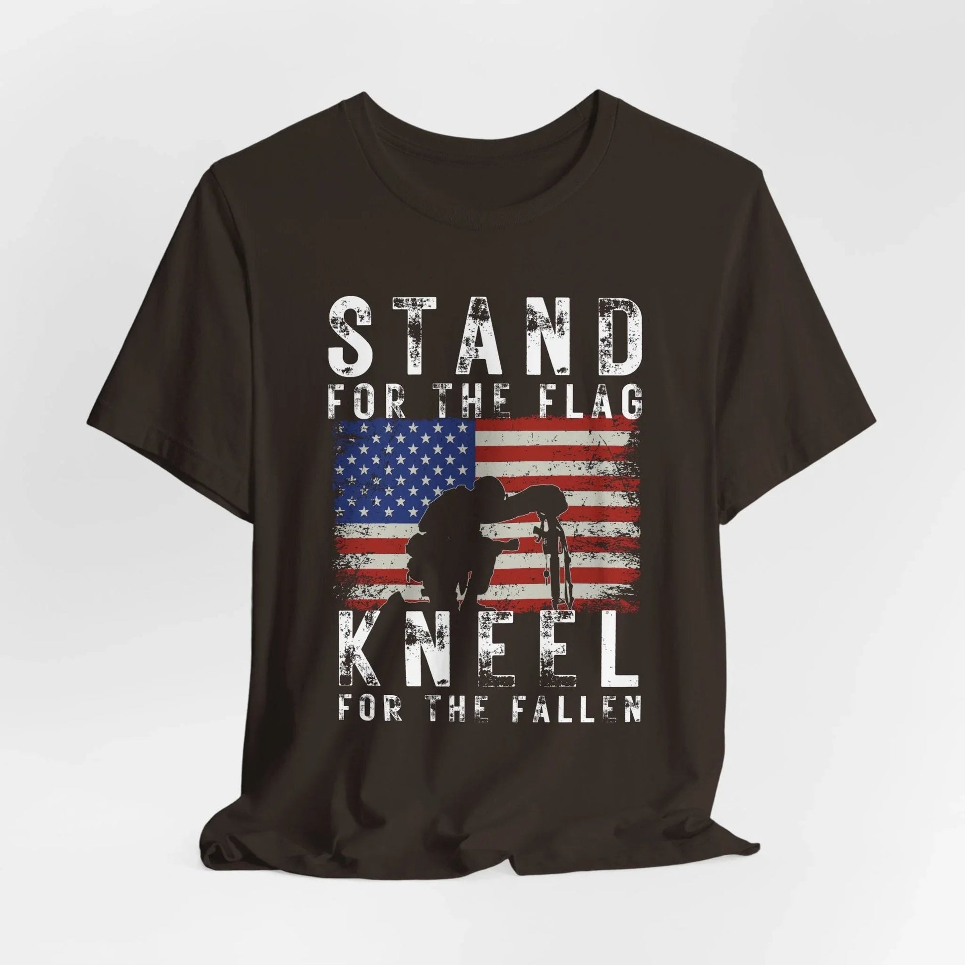 Stand for the Flag Kneel for the fallen Patriotic Unisex T-Shirt, Tee, Memorial Day Shirt, July 4th Gift, Veteran Apparel, Red White Blue - SKULLFURY MERCH