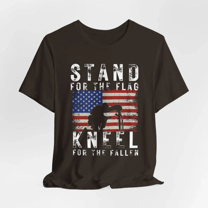 Stand for the Flag Kneel for the fallen Patriotic Unisex T-Shirt, Tee, Memorial Day Shirt, July 4th Gift, Veteran Apparel, Red White Blue - SKULLFURY MERCH