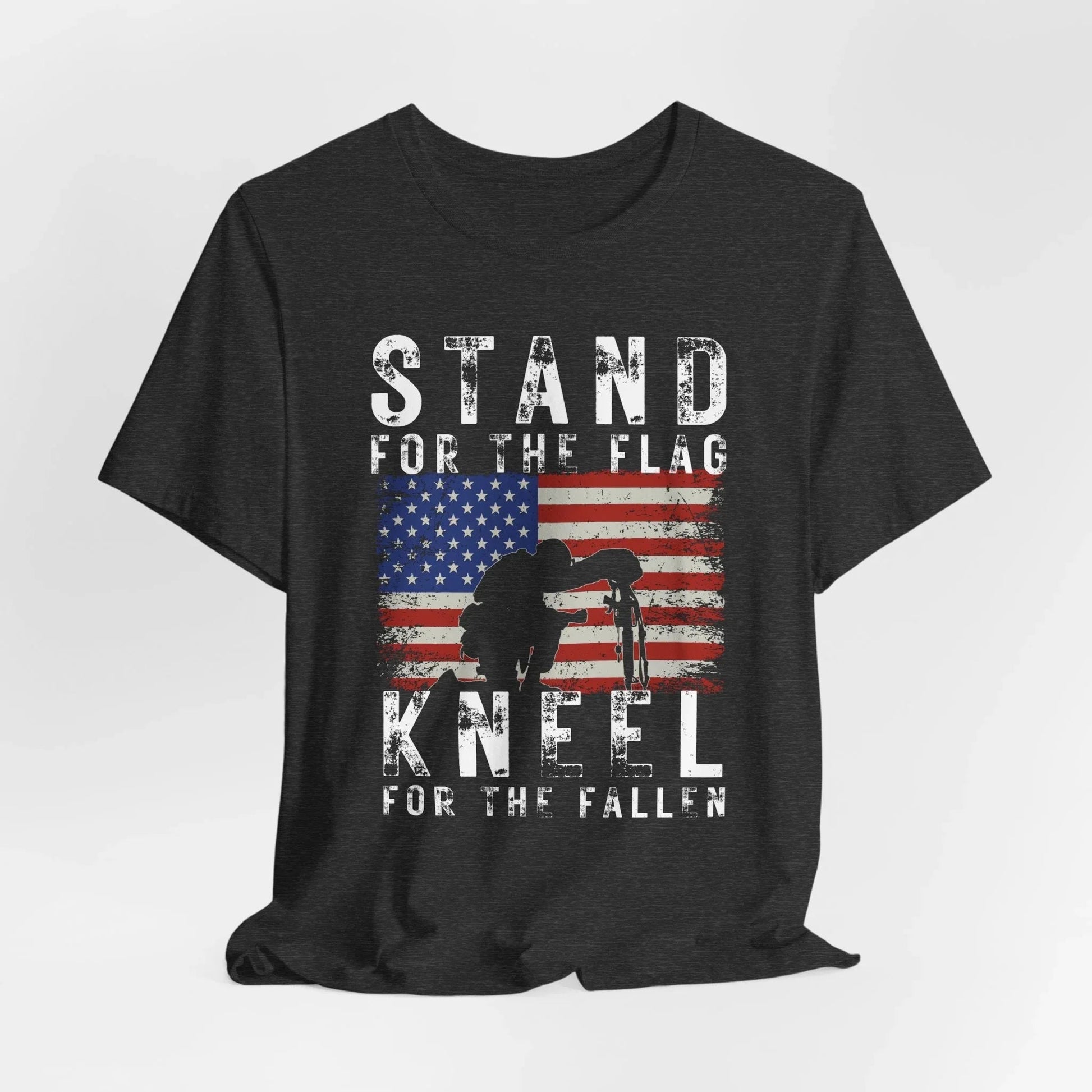 Stand for the Flag Kneel for the fallen Patriotic Unisex T-Shirt, Tee, Memorial Day Shirt, July 4th Gift, Veteran Apparel, Red White Blue - SKULLFURY MERCH
