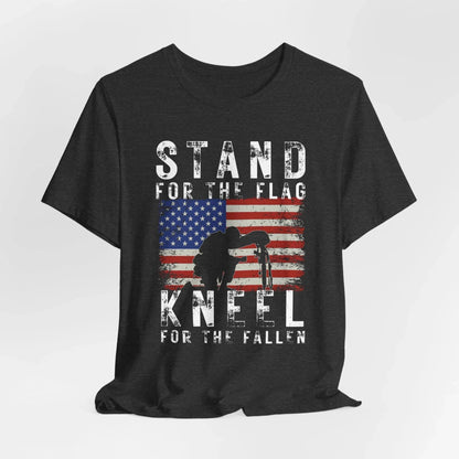 Stand for the Flag Kneel for the fallen Patriotic Unisex T-Shirt, Tee, Memorial Day Shirt, July 4th Gift, Veteran Apparel, Red White Blue - SKULLFURY MERCH