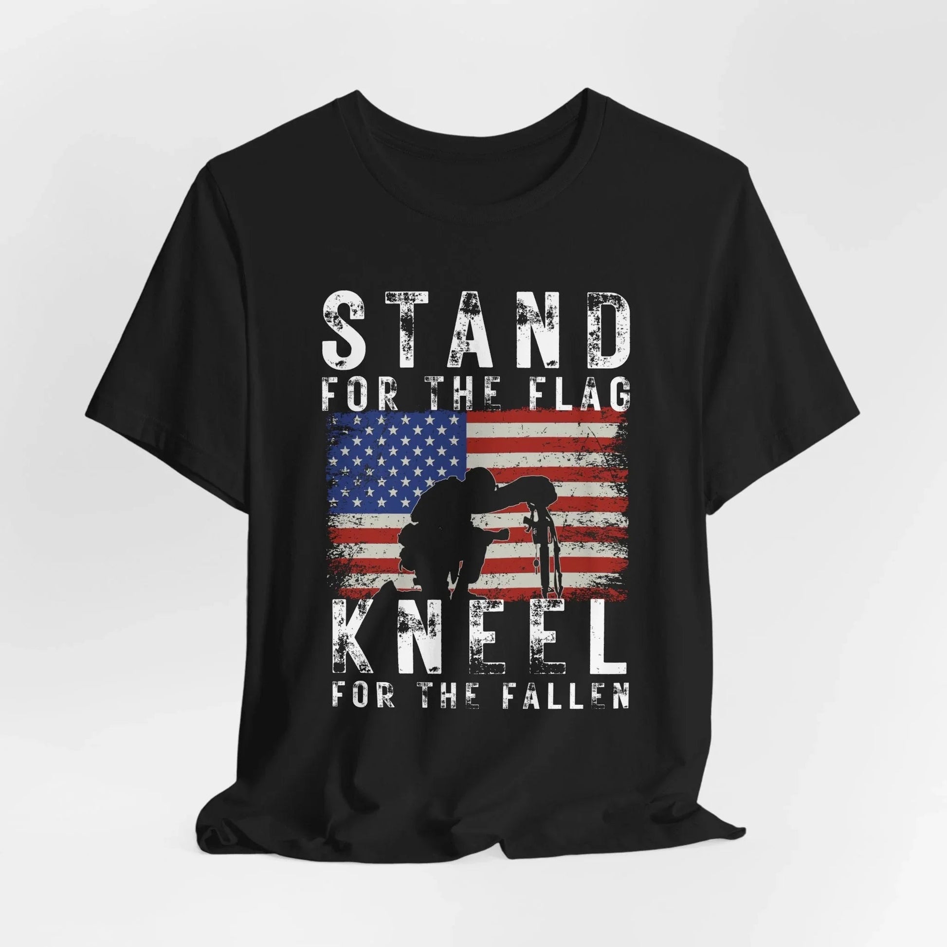 Stand for the Flag Kneel for the fallen Patriotic Unisex T-Shirt, Tee, Memorial Day Shirt, July 4th Gift, Veteran Apparel, Red White Blue - SKULLFURY MERCH