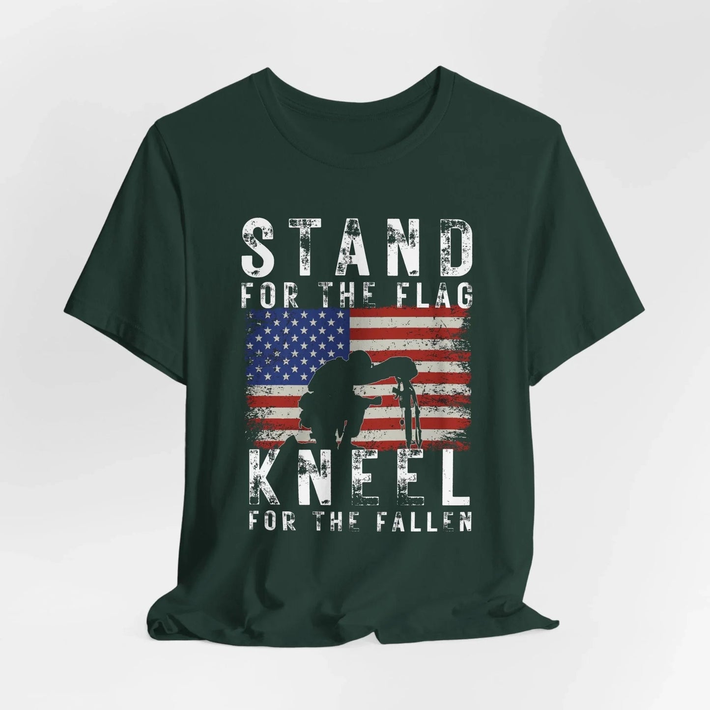 Stand for the Flag Kneel for the fallen Patriotic Unisex T-Shirt, Tee, Memorial Day Shirt, July 4th Gift, Veteran Apparel, Red White Blue - SKULLFURY MERCH