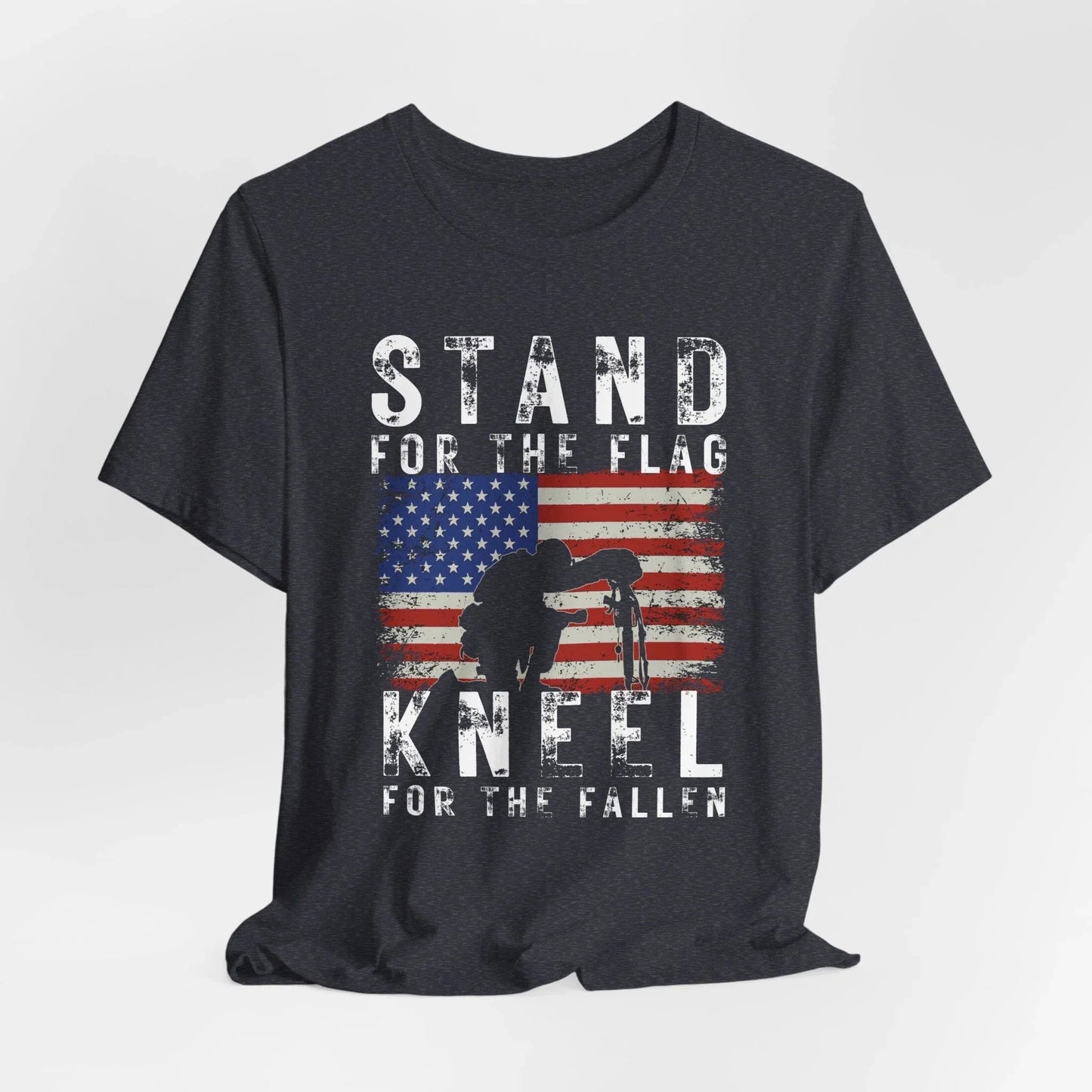 Stand for the Flag Kneel for the fallen Patriotic Unisex T-Shirt, Tee, Memorial Day Shirt, July 4th Gift, Veteran Apparel, Red White Blue - SKULLFURY MERCH