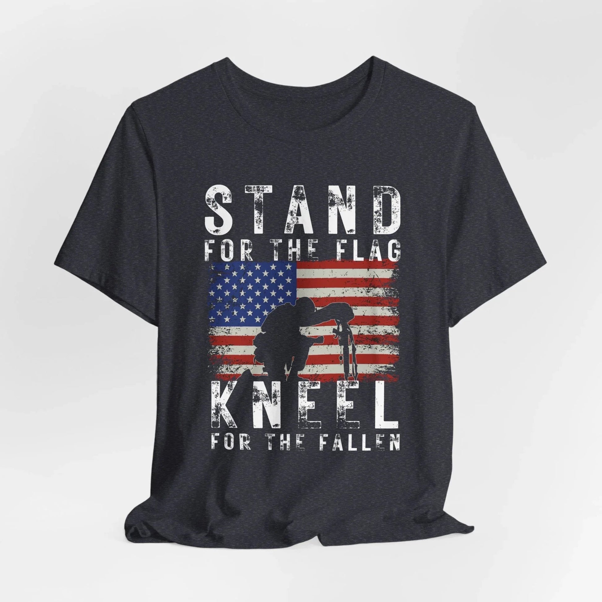 Stand for the Flag Kneel for the fallen Patriotic Unisex T-Shirt, Tee, Memorial Day Shirt, July 4th Gift, Veteran Apparel, Red White Blue - SKULLFURY MERCH