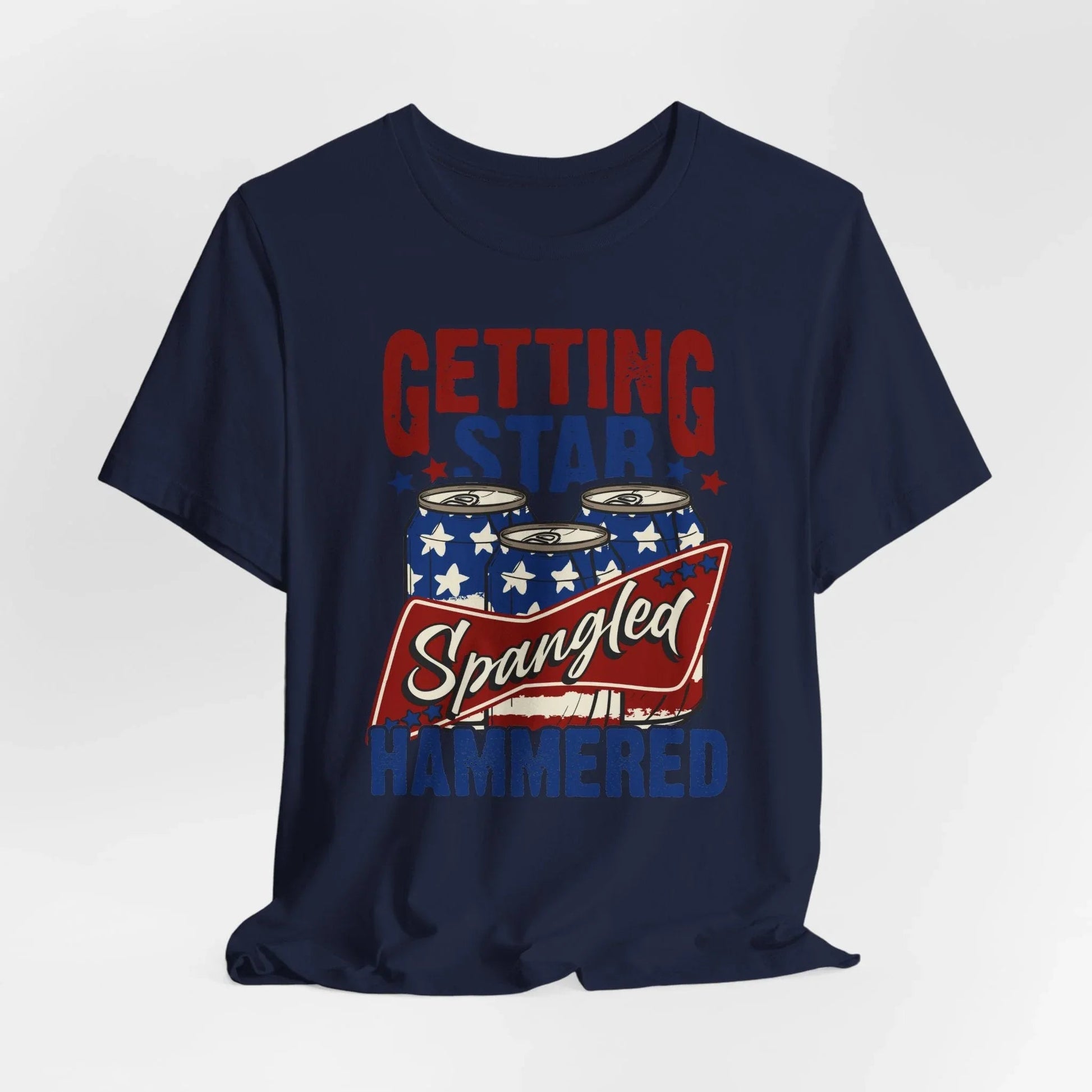 Star Spangled Hammered Tee - Fun Independence Day Shirt, Casual Summer Wear, Party T-Shirt, BBQ Outing Gift, USA Pride Apparel - SKULLFURY MERCH