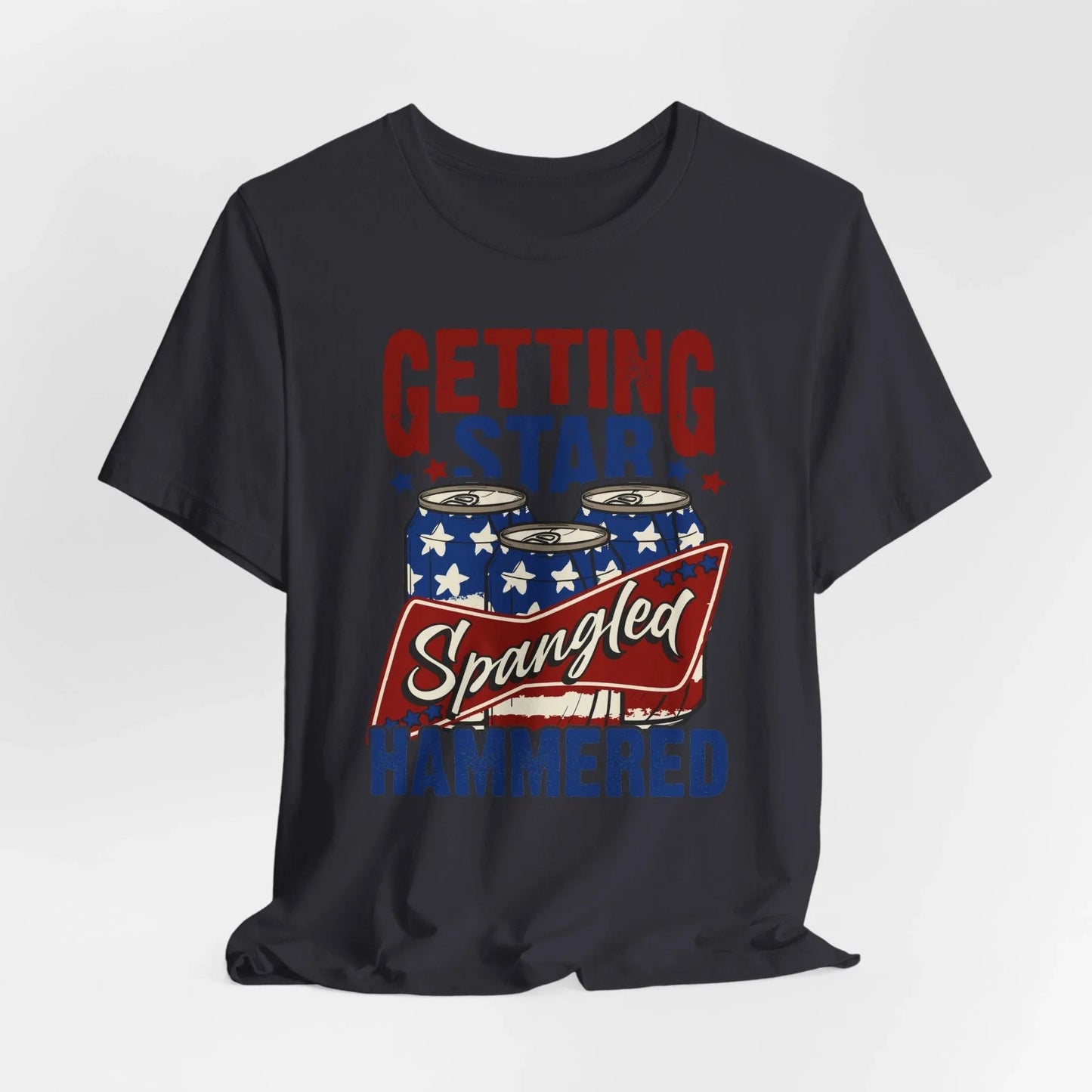 Star Spangled Hammered Tee - Fun Independence Day Shirt, Casual Summer Wear, Party T-Shirt, BBQ Outing Gift, USA Pride Apparel - SKULLFURY MERCH