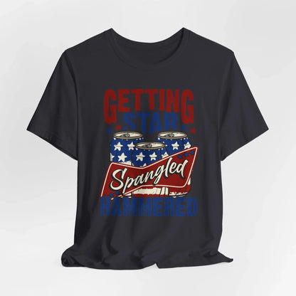 Star Spangled Hammered Tee - Fun Independence Day Shirt, Casual Summer Wear, Party T-Shirt, BBQ Outing Gift, USA Pride Apparel - SKULLFURY MERCH