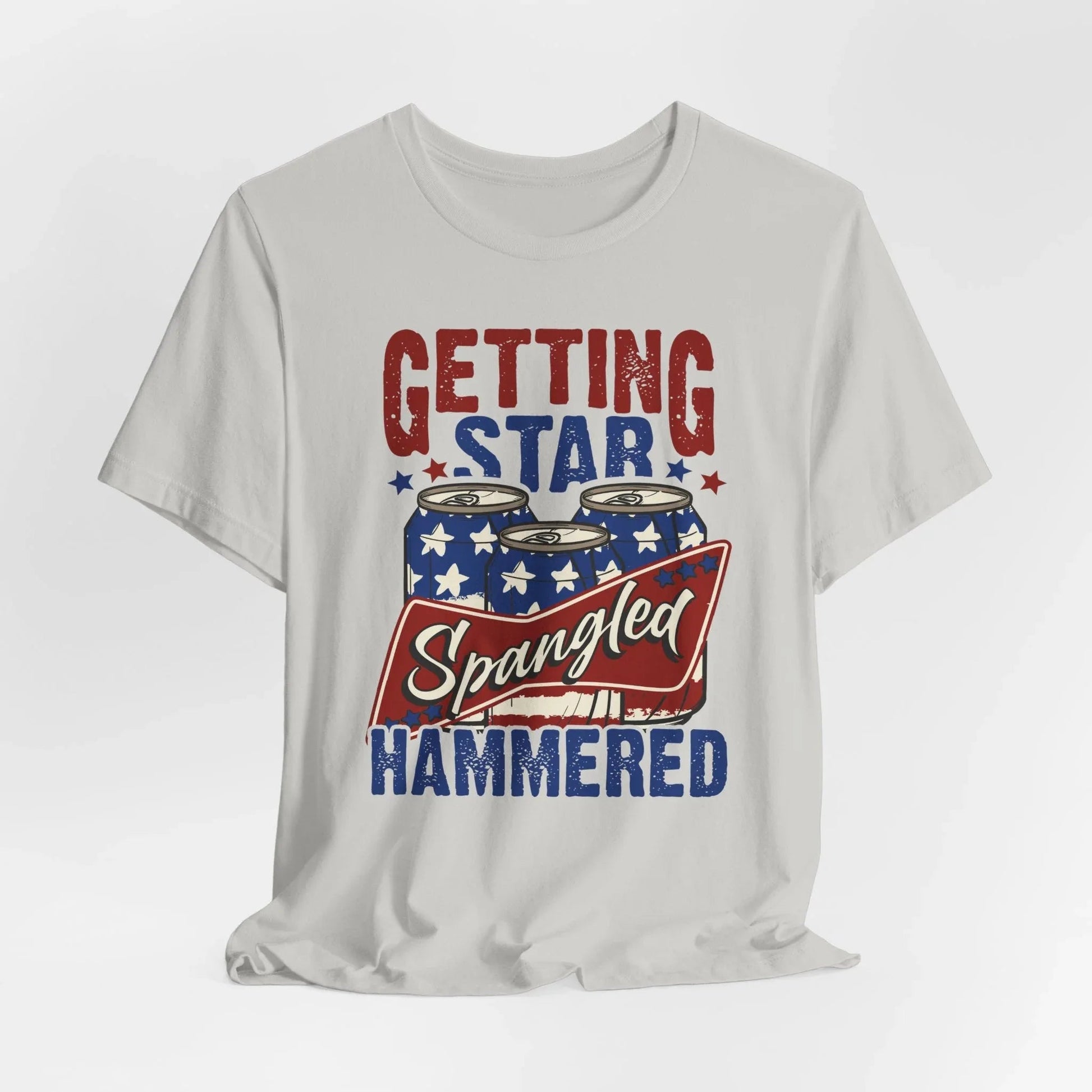 Star Spangled Hammered Tee - Fun Independence Day Shirt, Casual Summer Wear, Party T-Shirt, BBQ Outing Gift, USA Pride Apparel - SKULLFURY MERCH