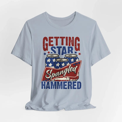 Star Spangled Hammered Tee - Fun Independence Day Shirt, Casual Summer Wear, Party T-Shirt, BBQ Outing Gift, USA Pride Apparel - SKULLFURY MERCH