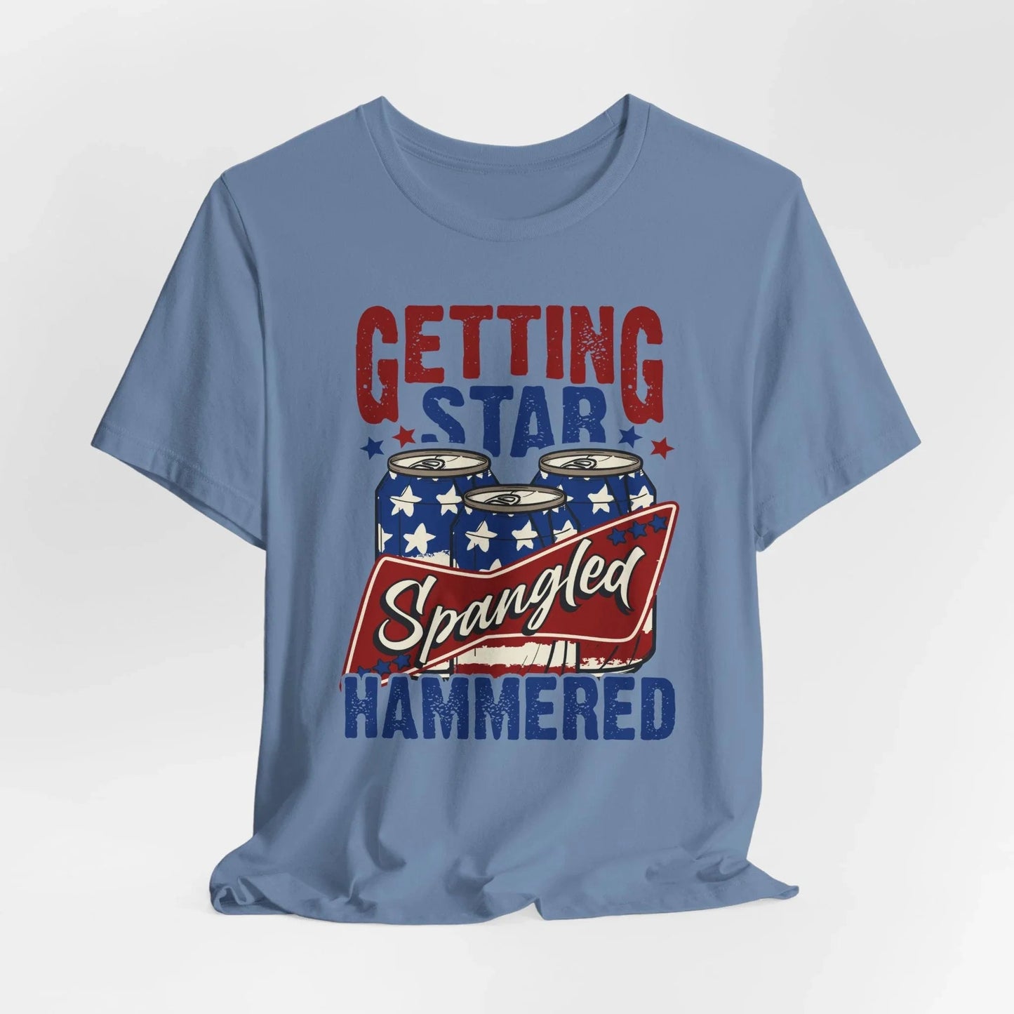 Star Spangled Hammered Tee - Fun Independence Day Shirt, Casual Summer Wear, Party T-Shirt, BBQ Outing Gift, USA Pride Apparel - SKULLFURY MERCH