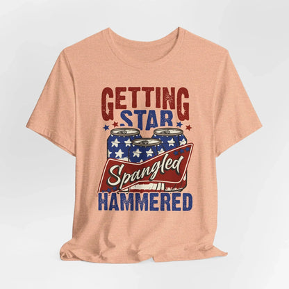 Star Spangled Hammered Tee - Fun Independence Day Shirt, Casual Summer Wear, Party T-Shirt, BBQ Outing Gift, USA Pride Apparel - SKULLFURY MERCH