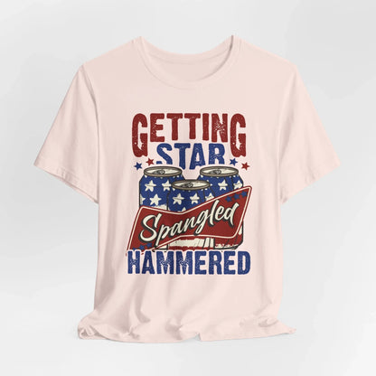 Star Spangled Hammered Tee - Fun Independence Day Shirt, Casual Summer Wear, Party T-Shirt, BBQ Outing Gift, USA Pride Apparel - SKULLFURY MERCH