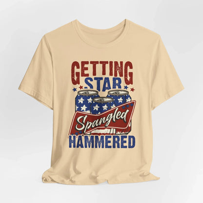 Star Spangled Hammered Tee - Fun Independence Day Shirt, Casual Summer Wear, Party T-Shirt, BBQ Outing Gift, USA Pride Apparel - SKULLFURY MERCH