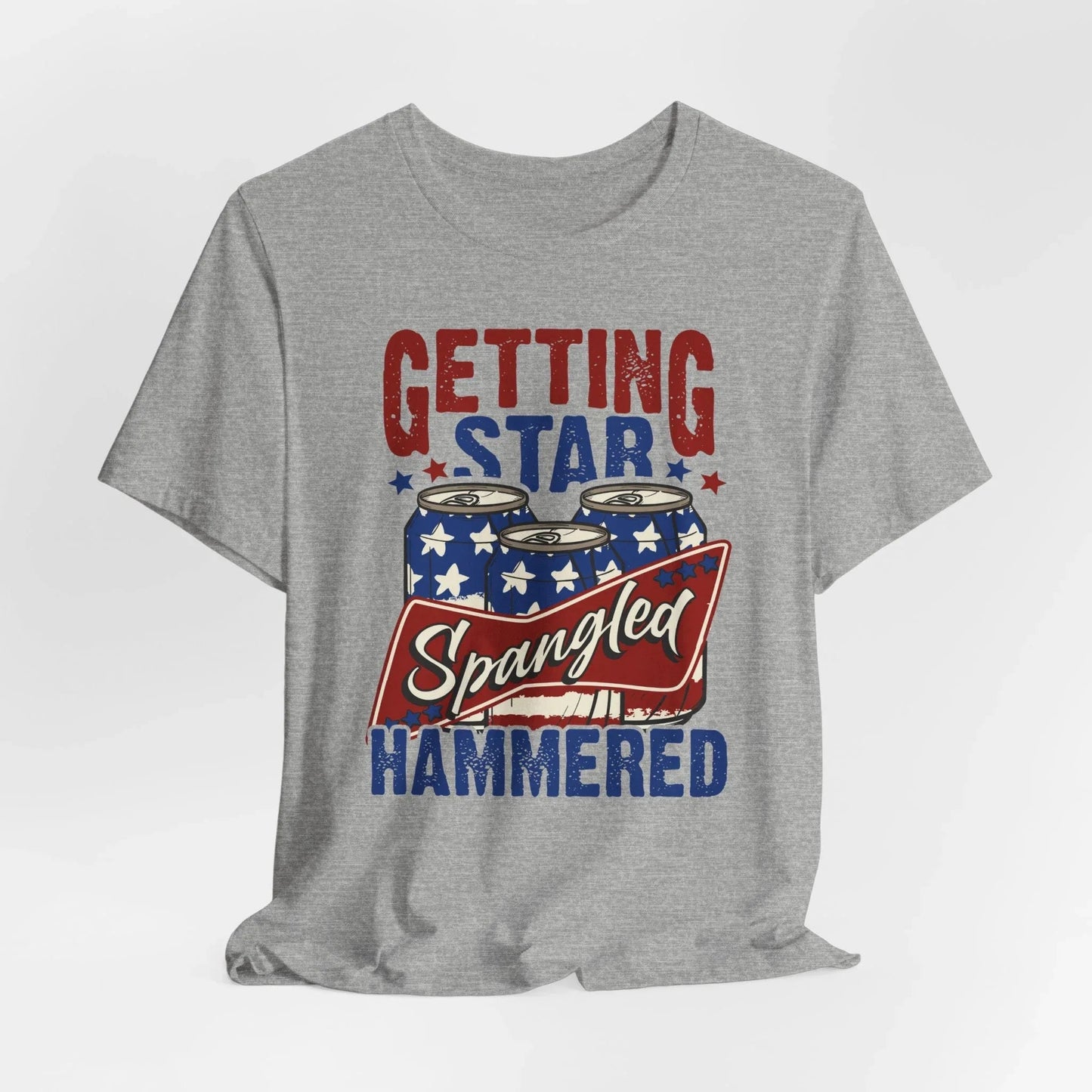 Star Spangled Hammered Tee - Fun Independence Day Shirt, Casual Summer Wear, Party T-Shirt, BBQ Outing Gift, USA Pride Apparel - SKULLFURY MERCH