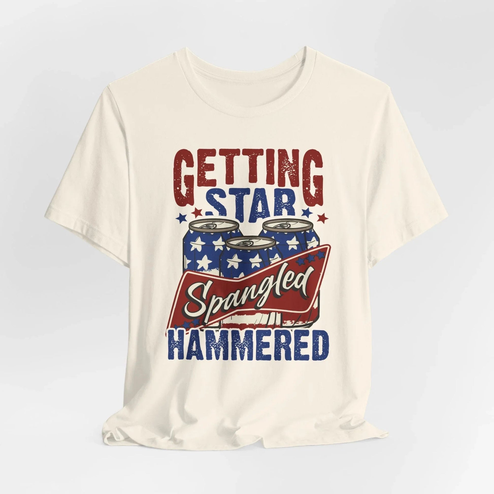 Star Spangled Hammered Tee - Fun Independence Day Shirt, Casual Summer Wear, Party T-Shirt, BBQ Outing Gift, USA Pride Apparel - SKULLFURY MERCH