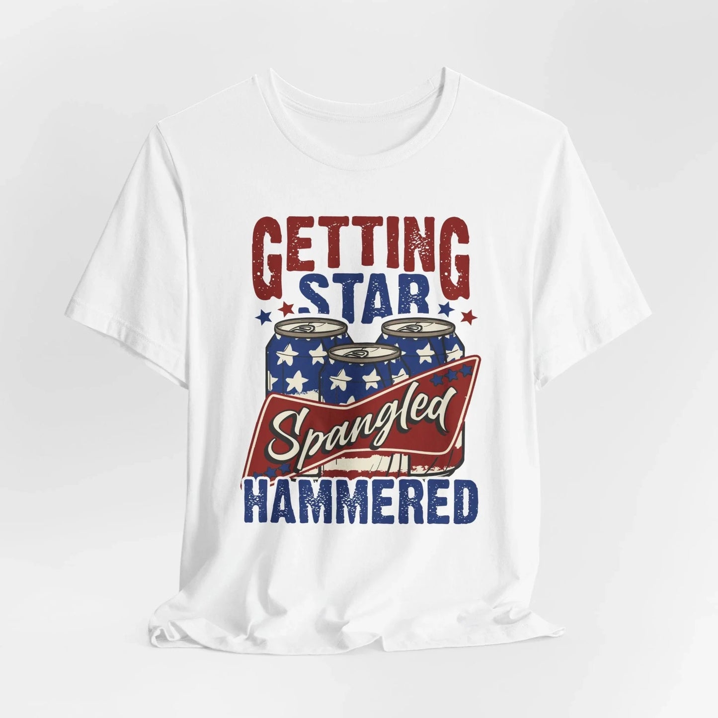 Star Spangled Hammered Tee - Fun Independence Day Shirt, Casual Summer Wear, Party T-Shirt, BBQ Outing Gift, USA Pride Apparel - SKULLFURY MERCH