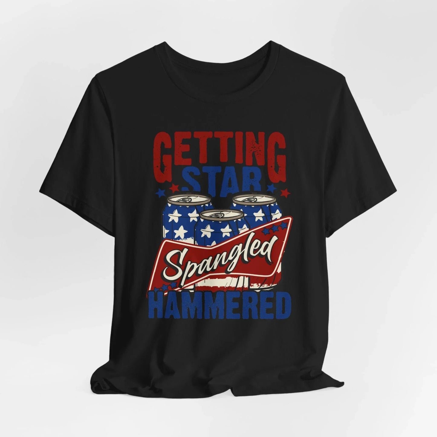 Star Spangled Hammered Tee - Fun Independence Day Shirt, Casual Summer Wear, Party T-Shirt, BBQ Outing Gift, USA Pride Apparel - SKULLFURY MERCH