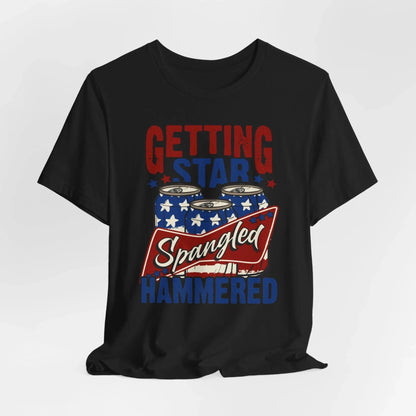 Star Spangled Hammered Tee - Fun Independence Day Shirt, Casual Summer Wear, Party T-Shirt, BBQ Outing Gift, USA Pride Apparel - SKULLFURY MERCH