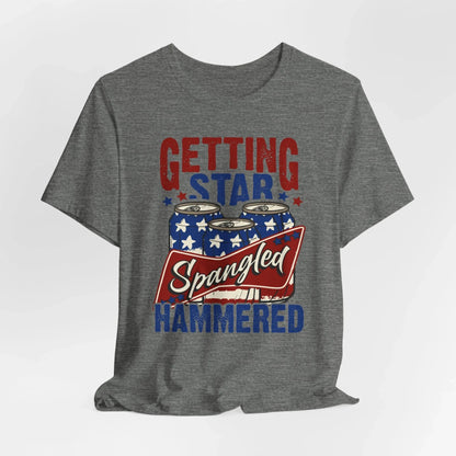 Star Spangled Hammered Tee - Fun Independence Day Shirt, Casual Summer Wear, Party T-Shirt, BBQ Outing Gift, USA Pride Apparel - SKULLFURY MERCH