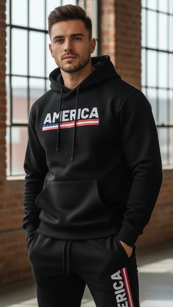 The America Urban Streetwear Fleece Tracksuit Set - SKULLFURY MERCH