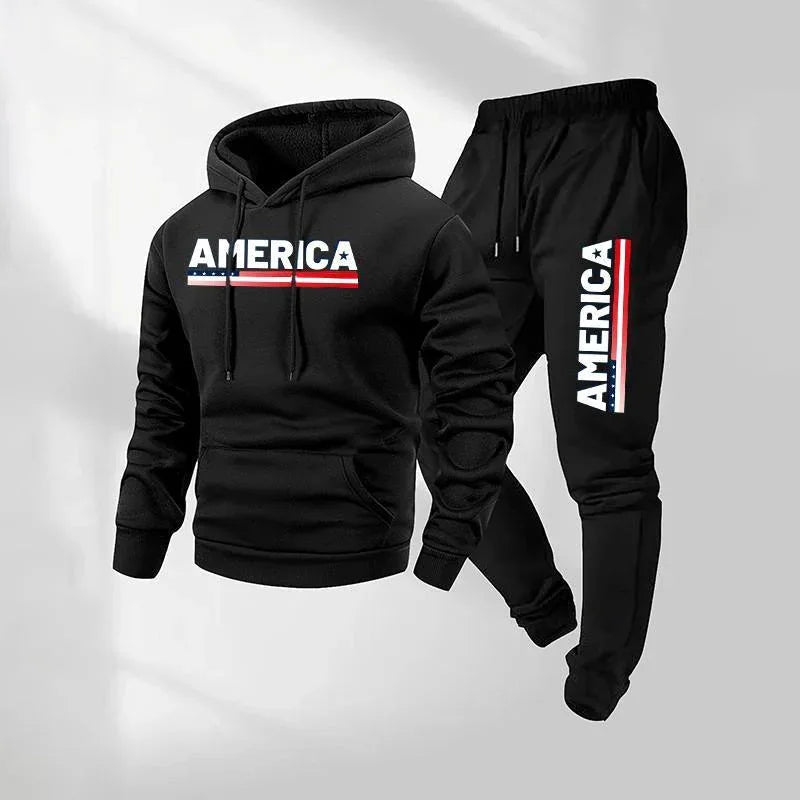 The America Urban Streetwear Fleece Tracksuit Set - SKULLFURY MERCH