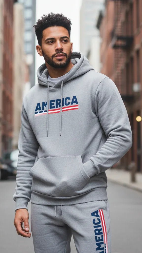 The America Urban Streetwear Fleece Tracksuit Set - SKULLFURY MERCH