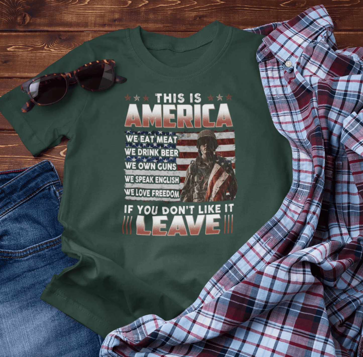 This is America, If You Don't Like It, Leave Unisex T-Shirt, Patriotic Tee, Veteran Tee, American Pride T-Shirt - SKULLFURY MERCH