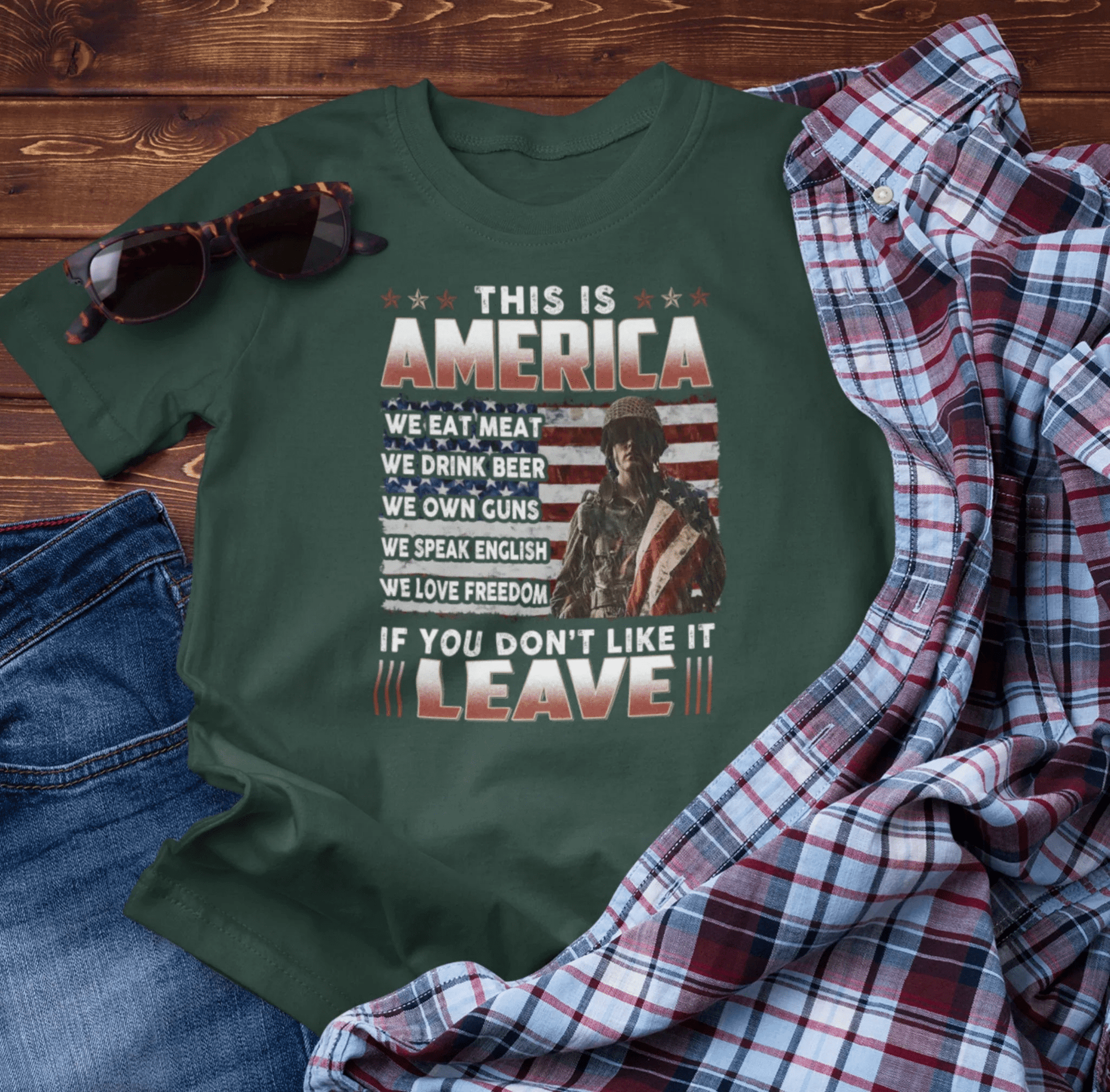 This is America, If You Don't Like It, Leave Unisex T-Shirt, Patriotic Tee, Veteran Tee, American Pride T-Shirt - SKULLFURY MERCH