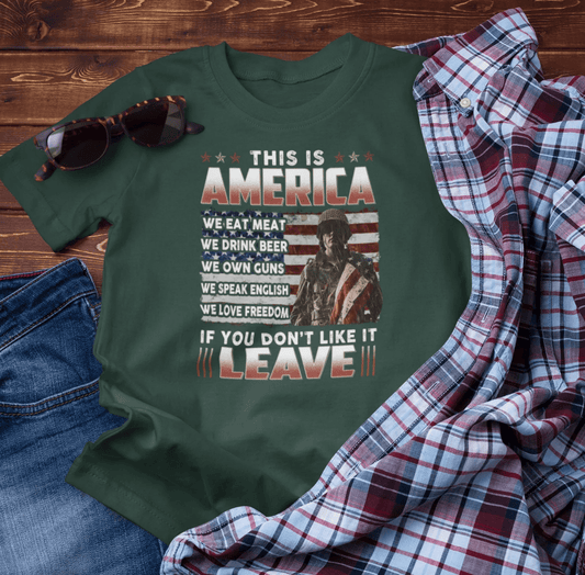 This is America, If You Don't Like It, Leave Unisex T-Shirt, Patriotic Tee, Veteran Tee, American Pride T-Shirt - SKULLFURY MERCH