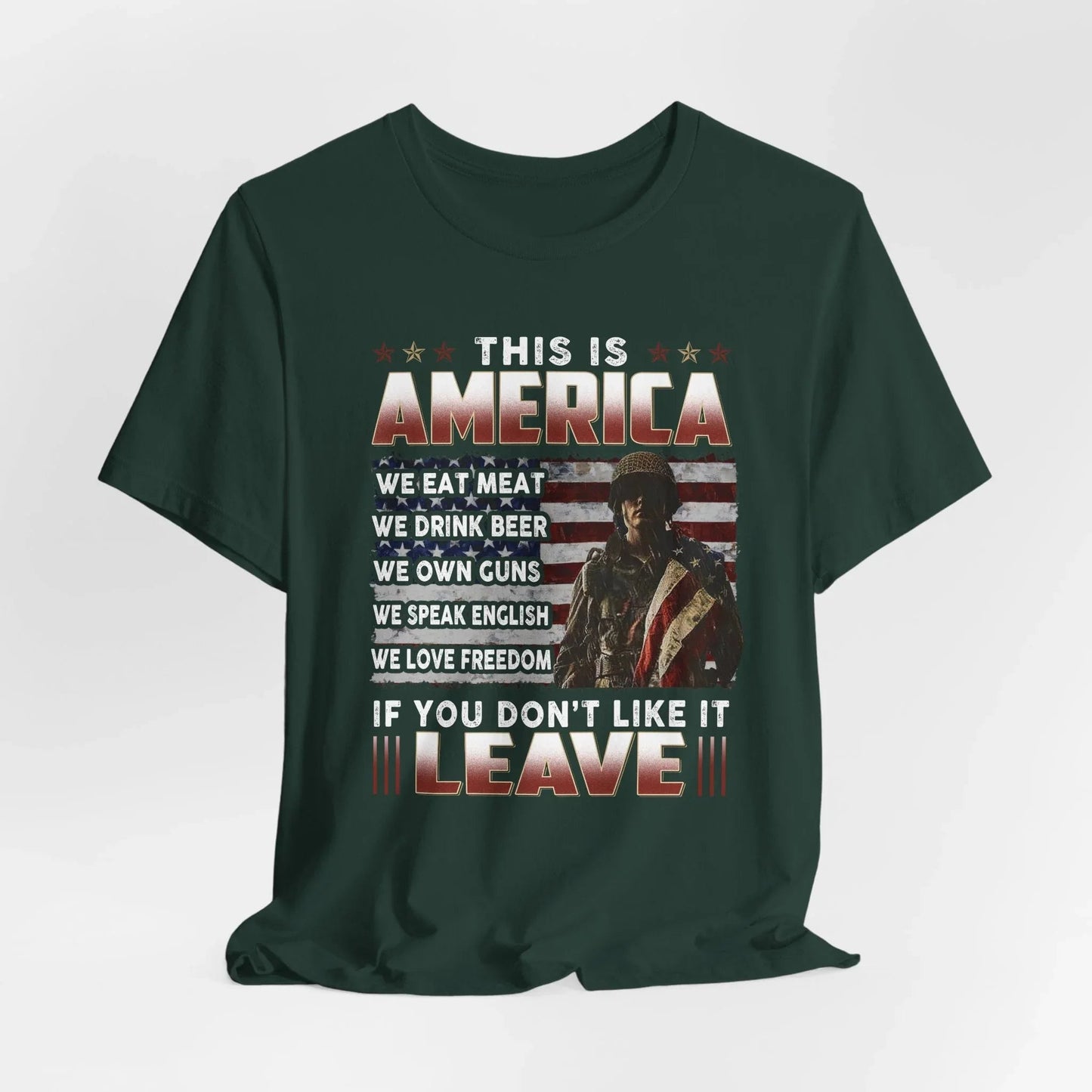 This is America, If You Don't Like It, Leave Unisex T-Shirt, Patriotic Tee, Veteran Tee, American Pride T-Shirt - SKULLFURY MERCH