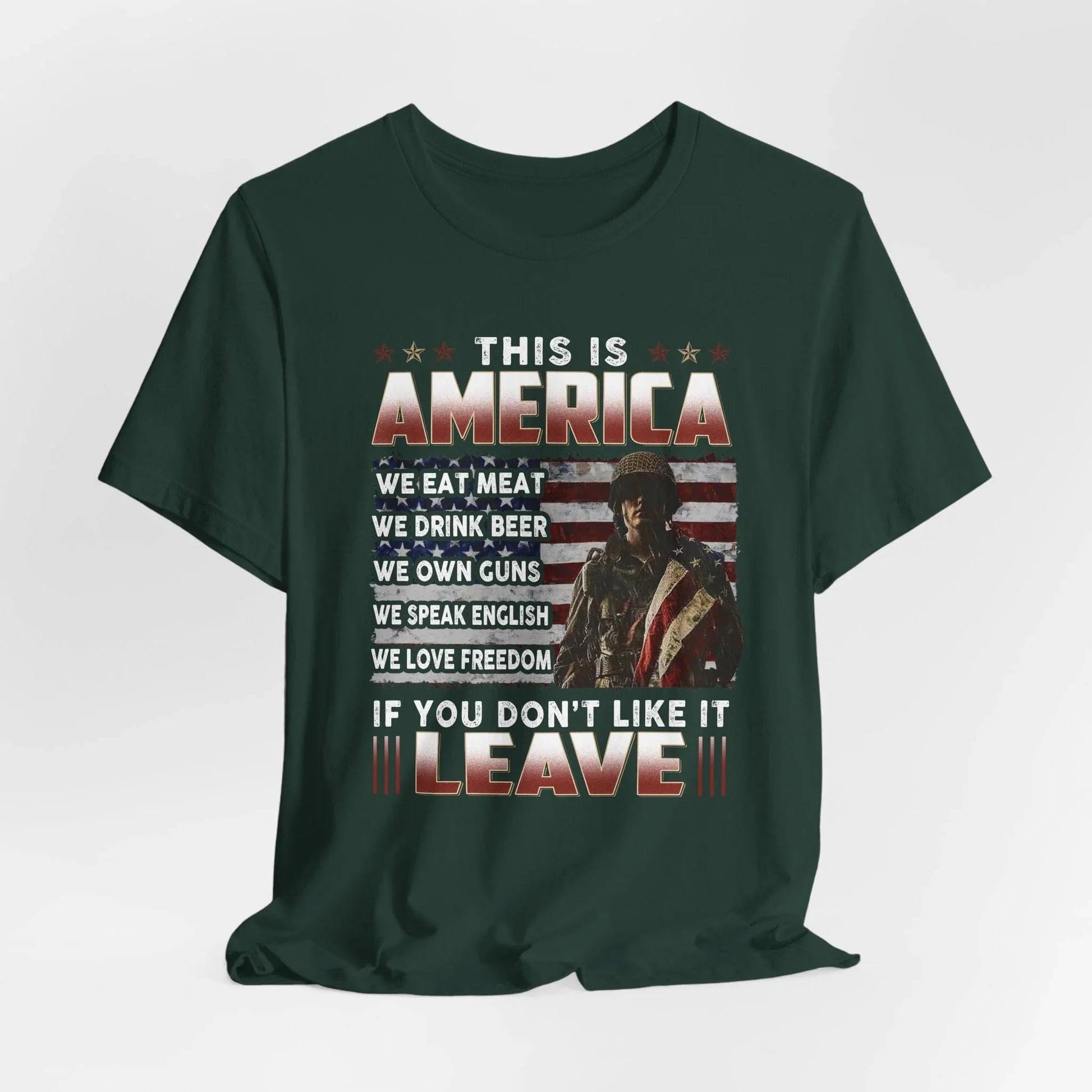 This is America, If You Don't Like It, Leave Unisex T-Shirt, Patriotic Tee, Veteran Tee, American Pride T-Shirt - SKULLFURY MERCH