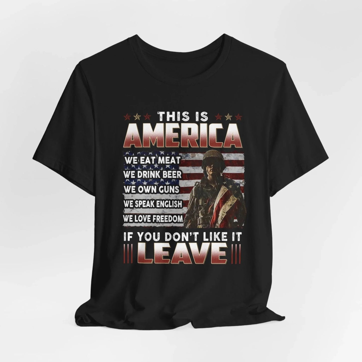 This is America, If You Don't Like It, Leave Unisex T-Shirt, Patriotic Tee, Veteran Tee, American Pride T-Shirt - SKULLFURY MERCH