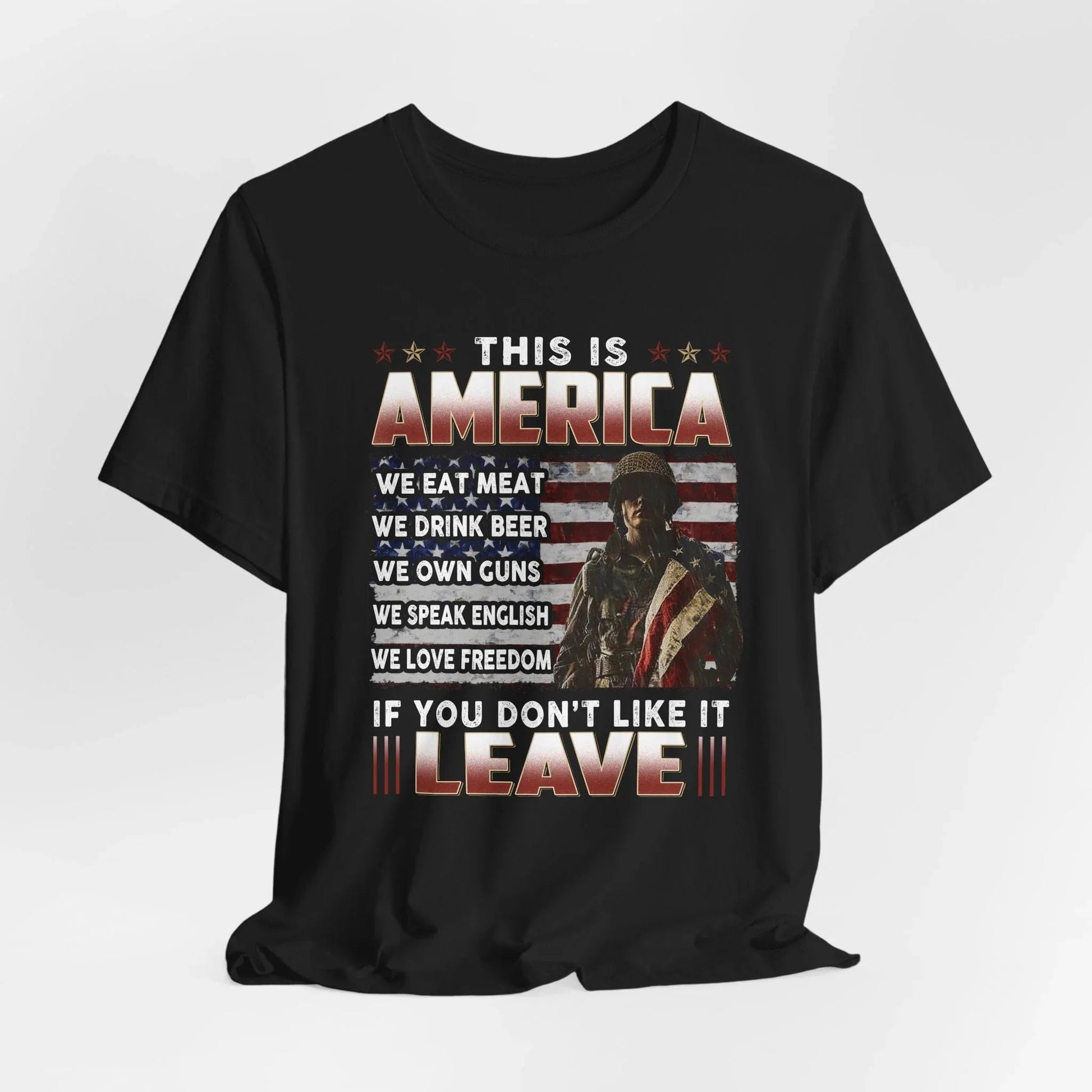 This is America, If You Don't Like It, Leave Unisex T-Shirt, Patriotic Tee, Veteran Tee, American Pride T-Shirt - SKULLFURY MERCH