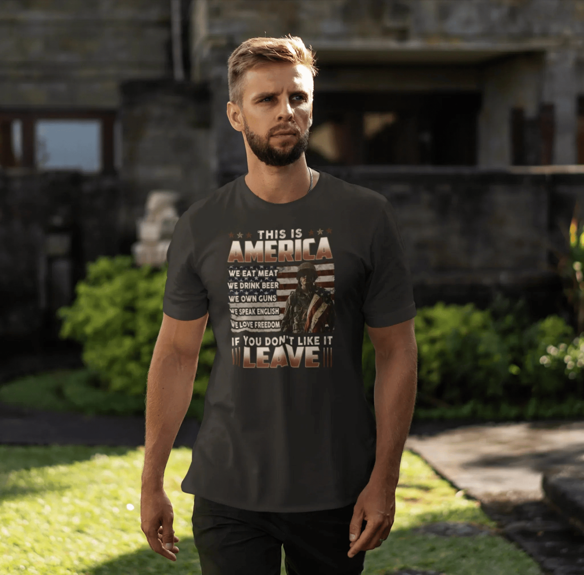 This is America, If You Don't Like It, Leave Unisex T-Shirt, Patriotic Tee, Veteran Tee, American Pride T-Shirt - SKULLFURY MERCH