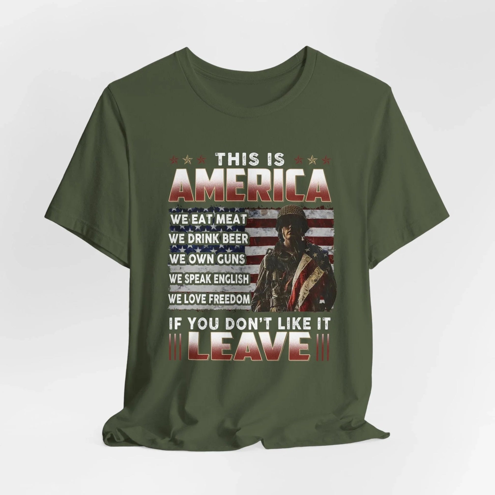This is America, If You Don't Like It, Leave Unisex T-Shirt, Patriotic Tee, Veteran Tee, American Pride T-Shirt - SKULLFURY MERCH