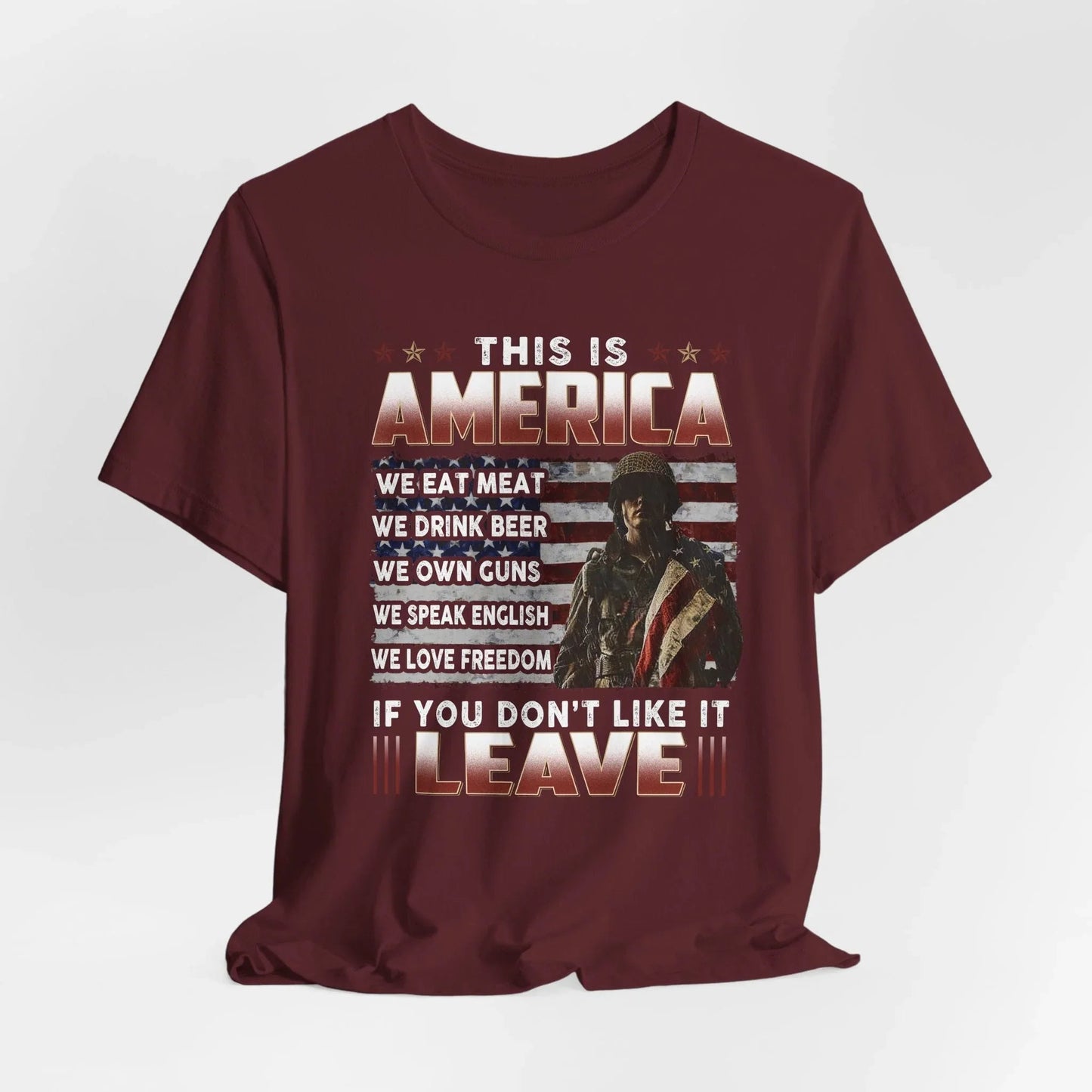 This is America, If You Don't Like It, Leave Unisex T-Shirt, Patriotic Tee, Veteran Tee, American Pride T-Shirt - SKULLFURY MERCH
