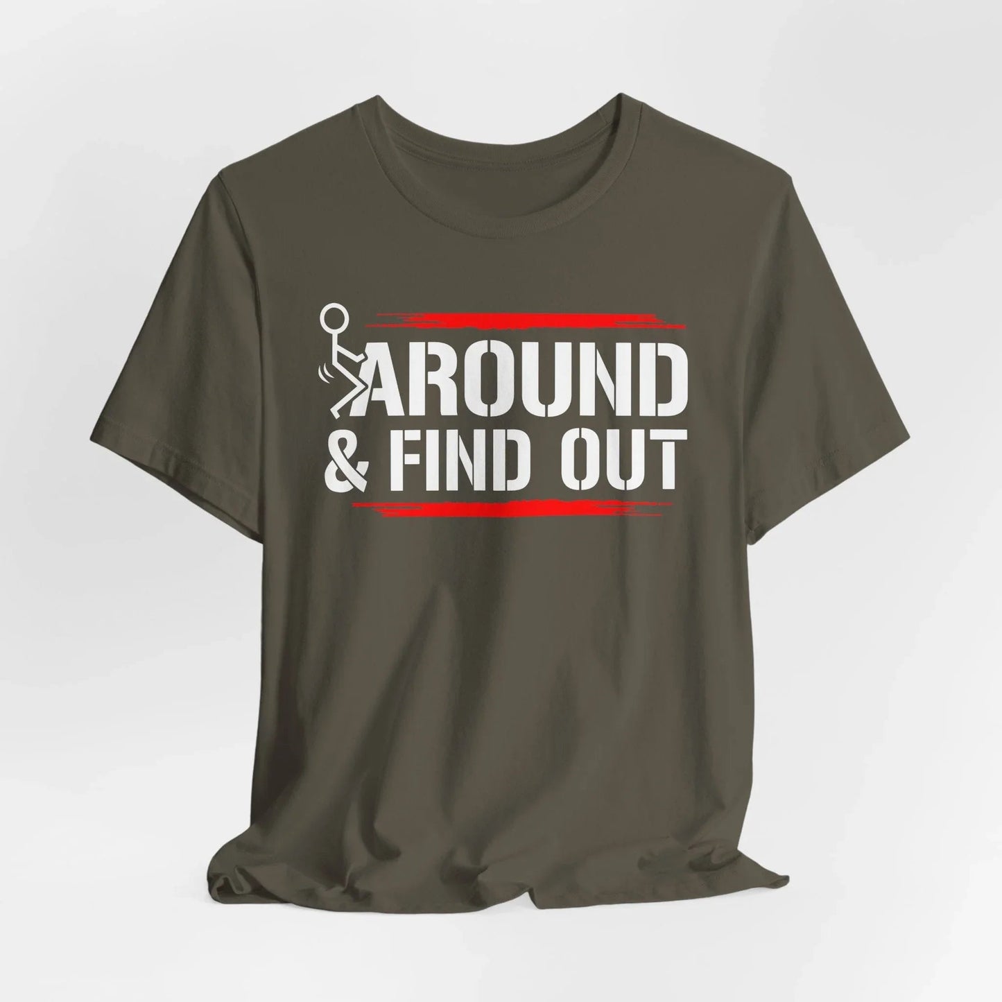 Unisex Short Sleeve Tee with 'F**K AROUND & FIND OUT' Design – Fun Gift Idea, Casual Wear, Everyday Shirt, Trendy Graphic Tee, Novelty Shirt - SKULLFURY MERCH