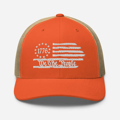 USA 1776 Trucker Hat – We The People, Patriotic 1776 Mesh Trucker Cap - SKULLFURY MERCH