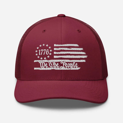 USA 1776 Trucker Hat – We The People, Patriotic 1776 Mesh Trucker Cap - SKULLFURY MERCH