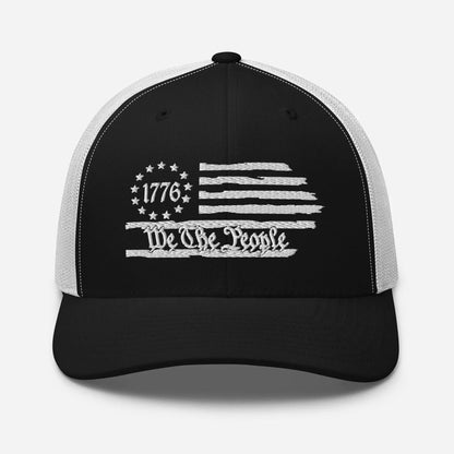 USA 1776 Trucker Hat – We The People, Patriotic 1776 Mesh Trucker Cap - SKULLFURY MERCH