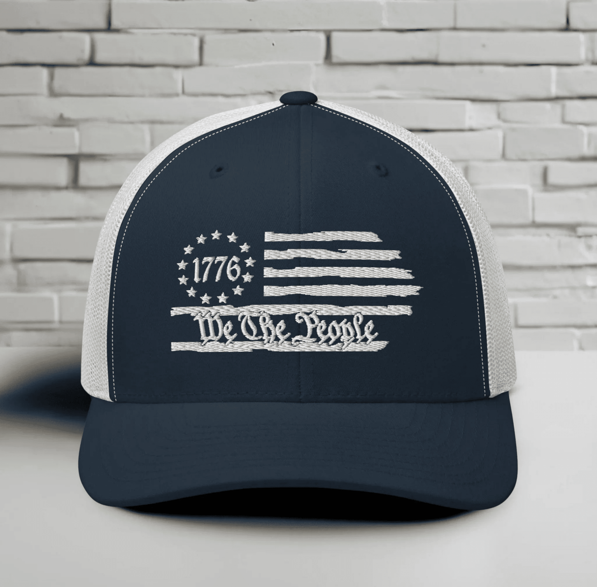 USA 1776 Trucker Hat – We The People, Patriotic 1776 Mesh Trucker Cap - SKULLFURY MERCH