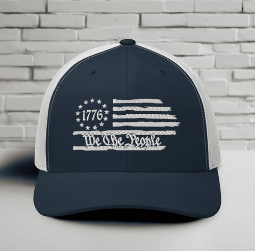 USA 1776 Trucker Hat – We The People, Patriotic 1776 Mesh Trucker Cap - SKULLFURY MERCH